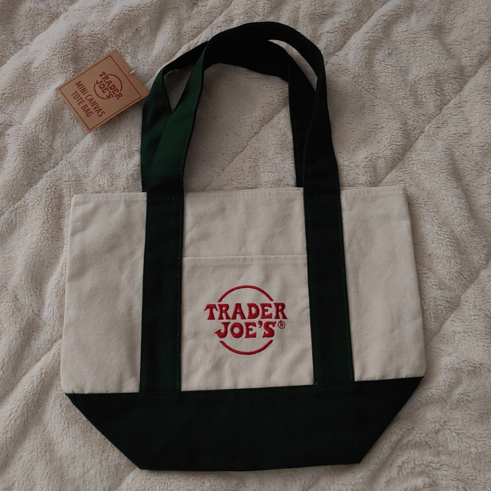 Trader Joe's White and Green Tote Bag
